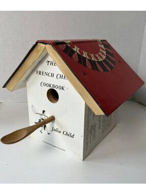Julia Child French Chef Cookbook Birdhouse Book Art Spoon Perch Signed